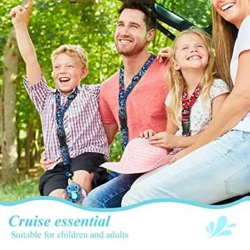 Akkya Cruise Lanyard for Ship Cards with Retractable Reel Waterproof ID Card Neck Holder 2 Pack Thick Cute Cartoon Travel Lanyard Essentials Accessories Presents for Cruise Lovers-Red&Blue