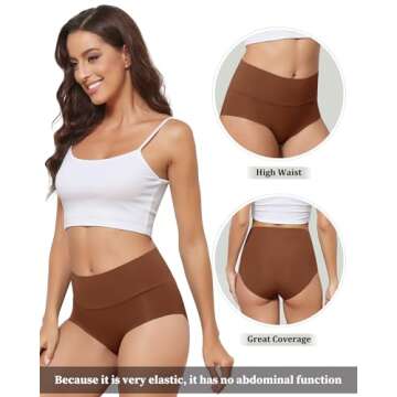 LEVAO High Waist Seamless Underwear for Women No Show Panties Full Coverage Brief Comfortable Underw...