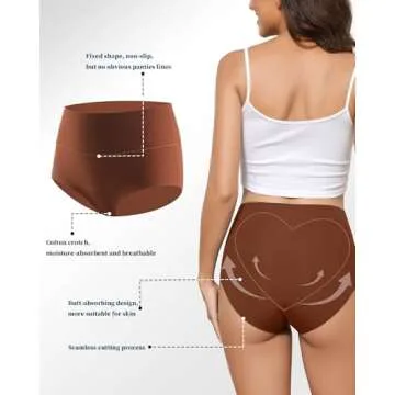 LEVAO High Waist Seamless Underwear for Women No Show Panties Full Coverage Brief Comfortable Underwear Multi Pack S-XXL