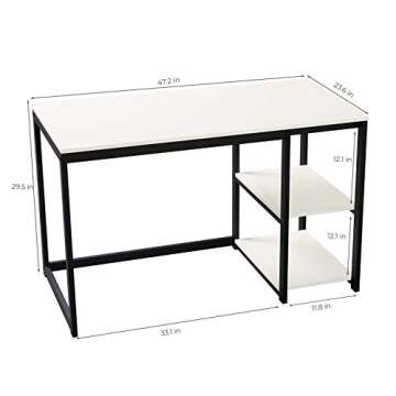 GreenForest Computer Desk 47inch with Storage Space Home Office PC Workstation Gaming Desk with 2-Tier Shelves Reversible Vanity Desk Modern Study Writing Laptop Table