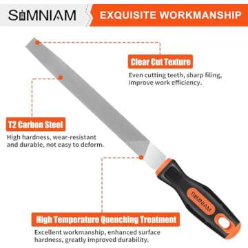 Simniam 18Pcs Professional Files Set, Premium T12 Metal Files with Suitcase, Flat/Triangle/Half-Round/Round Large Files & 12x Needle Files&Cleaning Brush, Perfect for Wood, Metal&DIY Project