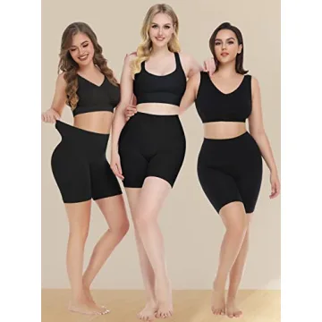 Reamphy 3 Pack Slip Shorts for Women Under Dress, Comfortable Smooth Yoga Workout Biker Shorts (3*Bl...