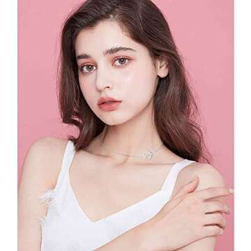 Airplane Sideways Choker Necklace S925 Sterling Silver Aircraft Jelwery Adjustable Chain 15+3 Inch f...