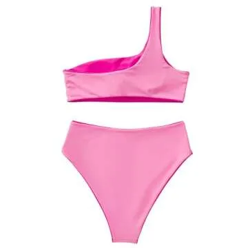 Stylish MOOSLOVER Women's One Shoulder Bikini Set
