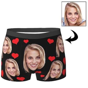 Personalized Face Boxers for Men - Funny Custom Underwear Gifts for Birthdays, Father's Day, Valenti...