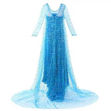 Ohlover Girls Sequins Princess Costume Birthday Party Christmas Fancy Dress (7 Years, Blue With Acce...