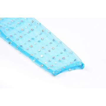 Ohlover Girls Sequins Princess Costume Birthday Party Christmas Fancy Dress (7 Years, Blue With Accessories)