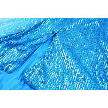 Ohlover Girls Sequins Princess Costume Birthday Party Christmas Fancy Dress (7 Years, Blue With Accessories)