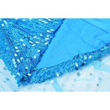 Ohlover Girls Sequins Princess Costume Birthday Party Christmas Fancy Dress (7 Years, Blue With Accessories)