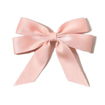 Furling Pompoms Hair Accessories: Pink Ribbons, Bows Barrettes, and Alligator Clips for Girls and Women - 4.7 Inch