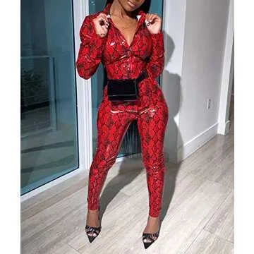 Chic ECDAHICC Snakeskin Print Women's 2 Piece Outfit
