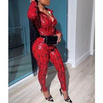 Chic ECDAHICC Snakeskin Print Women's 2 Piece Outfit