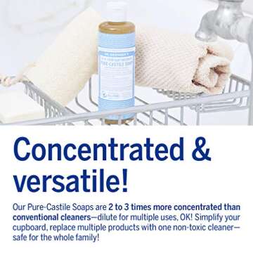 Dr. Bronner's - Pure-Castile Liquid Soap (Baby Unscented, 4 Ounce) - Made with Organic Oils, 18-in-1 Uses: Face, Hair, Laundry, Dishes, For Sensitive Skin, Babies, No Added Fragrance, Vegan, Non-GMO