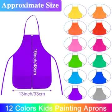 BOUBONI Kids Painting Aprons - 12 Pieces in Bright Colors with Pockets
