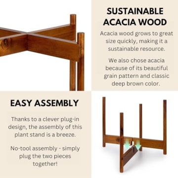 Fox & Fern Mid Century Plant Stand for Indoor Plants