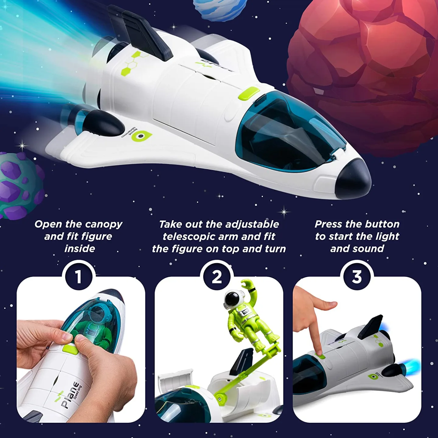Space Toys for Kids Rocket Ship and Shuttle Playset
