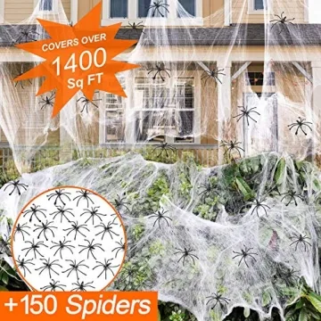 Halloween Spider Webs Decorations with 150 Fake Spiders