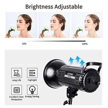 ZOMEI 150W LED Video Light Studio Dimmable Professional Photography Continuous Lighting with Bowens ...