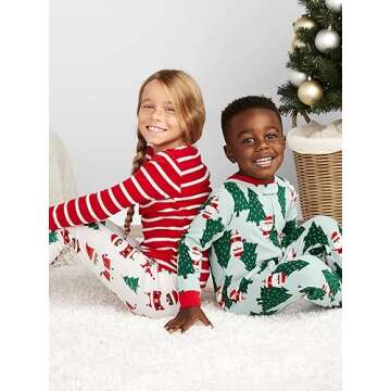 Simple Joys by Carter's Baby 3-Piece Snug-fit Cotton Holiday Pajama Set, Red Stripe/White Christmas Print, 5