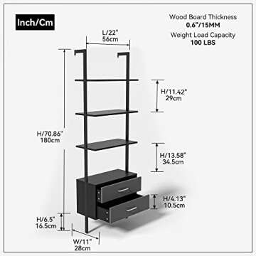kevinplus Modern Ladder Bookshelf for Living Room