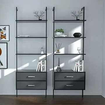 kevinplus Modern Ladder Bookshelf for Living Room