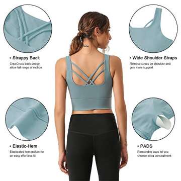 ACOCOPY Racerback Sports Bras for Women Padded Seamless Longline Sports Bras Support Gym Workout Cam...