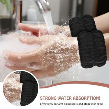 Darfukei Face Washing Wristbands, 4pcs Spa Wristbands for Washing Face, Absorbent Arm Wrist Towels f...