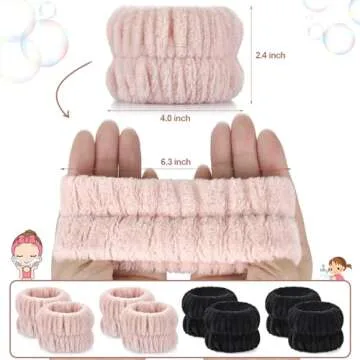 Darfukei Face Washing Wristbands, 4pcs Spa Wristbands for Washing Face, Absorbent Arm Wrist Towels for Women Men Coral Velvet, Retractable Elastic Band, Great Gift Choice