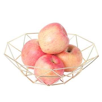 Creative Fruit Dish Bowl Basket Container Centerpiece Bowl for Living Room and Modern Kitchen Table(gold)
