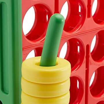 Amazon basics Giant BPA-Free 4-In-A-Row Premium Plastic Game Set with Carrying Bag, Great for Gifting, Blue, Yellow, Red, Green