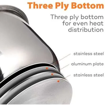 Goldlion Stainless Steel Inner Pot Compatible with Ninja Foodi 8 Quart Accessories Replacement Insert Liner