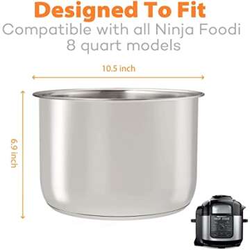 Goldlion Stainless Steel Inner Pot Compatible with Ninja Foodi 8 Quart Accessories Replacement Insert Liner