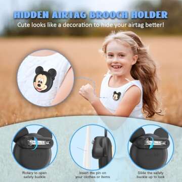 Generic Kids AirTag Holder with Safety Pins[2 Pack], Silicone Cute Cartoon Hidden Airtag Holder Kids Air tag Case for Children, Elderly, Hidden Inside Clothes, Shoe, Backpack (Black), Blue+Green