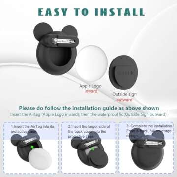 Generic Kids AirTag Holder with Safety Pins[2 Pack], Silicone Cute Cartoon Hidden Airtag Holder Kids Air tag Case for Children, Elderly, Hidden Inside Clothes, Shoe, Backpack (Black), Blue+Green