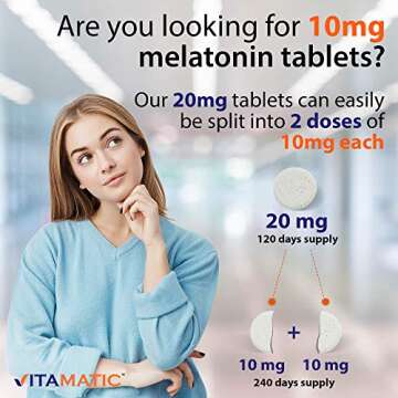 Vitamatic 2 Pack Melatonin 20 mg Fast Dissolve 120 Tablets - Natural Berry Flavor | Vegetarian, Non-GMO, Gluten Free (Total 240 Tablets)
