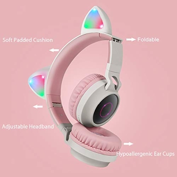 Aresrora Kids Cat Ear Bluetooth Headphones - Safe & Fun