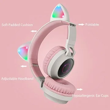 Aresrora Kids Cat Ear Bluetooth Headphones - Safe & Fun