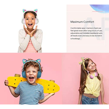 Aresrora Kids Cat Ear Bluetooth Headphones - Safe & Fun