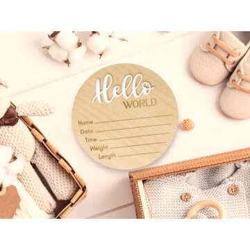 Bleed Proof Engineered Wood, Hello World Newborn Sign, Baby Announcement Sign, Newborn Announcement ...