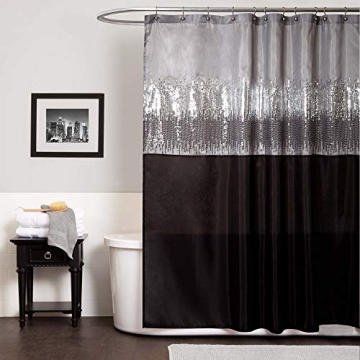 Lush Decor Night Sky Shower Curtain - Glam Black & Gray Design, 72"