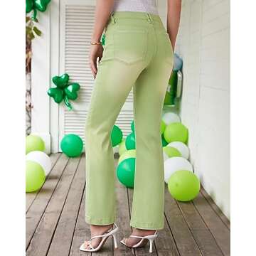 GRAPENT Business Casual Pants for Women Stretch High Waisted Flare Ripped Jeans Womens Stretchy Jean...