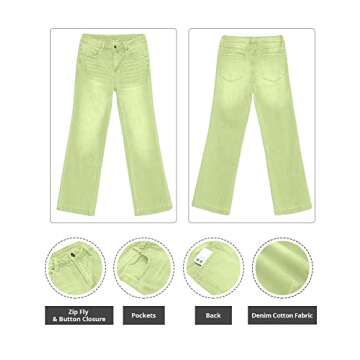 GRAPENT Business Casual Pants for Women Stretch High Waisted Flare Ripped Jeans Womens Stretchy Jeans 70s Outfits for Womens Jeans Wide Leg Pants for Women Color Lettuce Green Large Size 12 Size 14