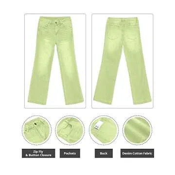 GRAPENT Business Casual Pants for Women Stretch High Waisted Flare Ripped Jeans Womens Stretchy Jeans 70s Outfits for Womens Jeans Wide Leg Pants for Women Color Lettuce Green Large Size 12 Size 14