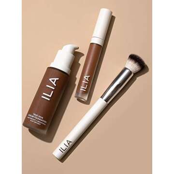 ILIA - Complexion Brush | Non-Toxic, Vegan, Cruelty-Free, Multi-Use Brush With White Wood Handle + Soft, Synthetic Bristles