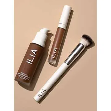 ILIA - Complexion Brush | Non-Toxic, Vegan, Cruelty-Free, Multi-Use Brush With White Wood Handle + Soft, Synthetic Bristles