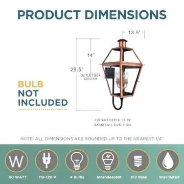 Quoizel Rue De Royal Charleston Outdoor Wall Lantern, 29.5 Inch 4-Light Aged Copper Vintage Wall Sconce, French Country Wall Light, Clear Glass, Outside Lights for Patio, Porch, Garage or Yard