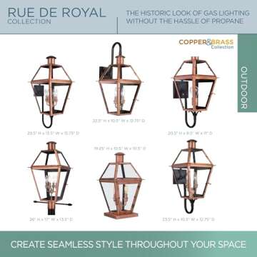 Quoizel Rue De Royal Charleston Outdoor Wall Lantern, 29.5 Inch 4-Light Aged Copper Vintage Wall Sconce, French Country Wall Light, Clear Glass, Outside Lights for Patio, Porch, Garage or Yard
