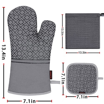 6-Piece High Heat Resistant Oven Mitts Set for Cooking
