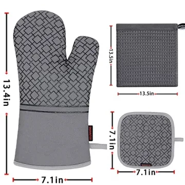 6-Piece High Heat Resistant Oven Mitts Set for Cooking