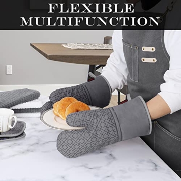 6-Piece High Heat Resistant Oven Mitts Set for Cooking